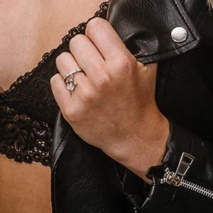 טבעת כסף אלמנט נופל כתר משובצת