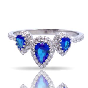 טבעת כסף טיפות עם זרקנים כחולים