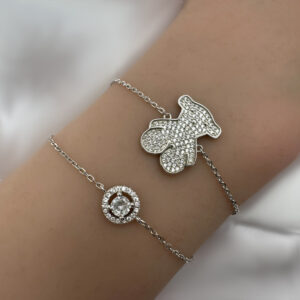 צמיד כסף דובי משובץ זירקונים