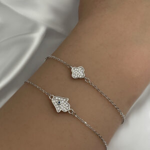 צמיד כסף תלתן מעוגל