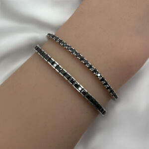 צמיד טניס עבה זירקונים עגולים שחורים