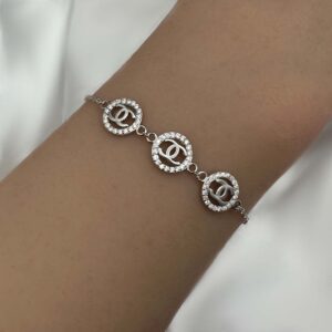 צמיד שלושה אלמנטים עגולים משובץ