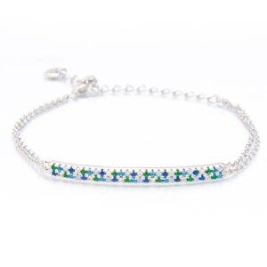 צמיד שורה רחב שיבוץ צבעוני