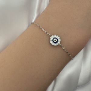 צמיד כסף עין עגולה