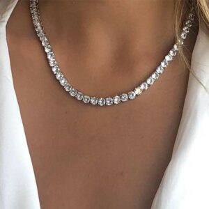 שרשרת טניס יוקרתית משובצת זירקונים עגולים