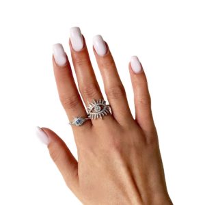 טבעת כסף עין גדולה