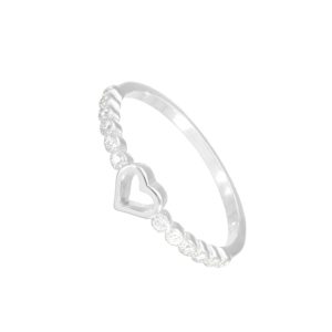 טבעת כסף לב חלול קטן