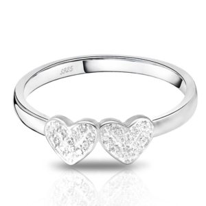 טבעת כסף לבבות