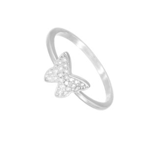 טבעת כסף פרפר משובץ