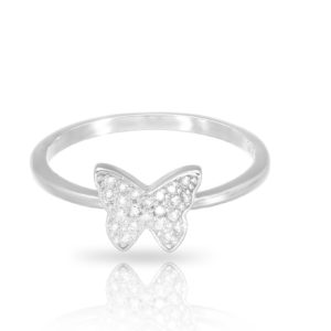 טבעת כסף פרפר משובץ