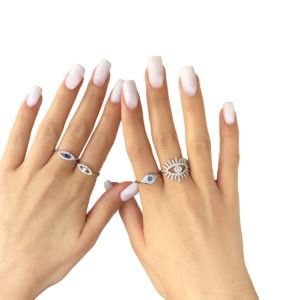 טבעת כסף עין בינונית