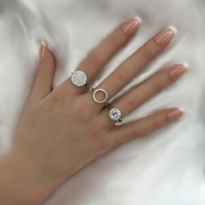 טבעת כסף סוליטר משולב