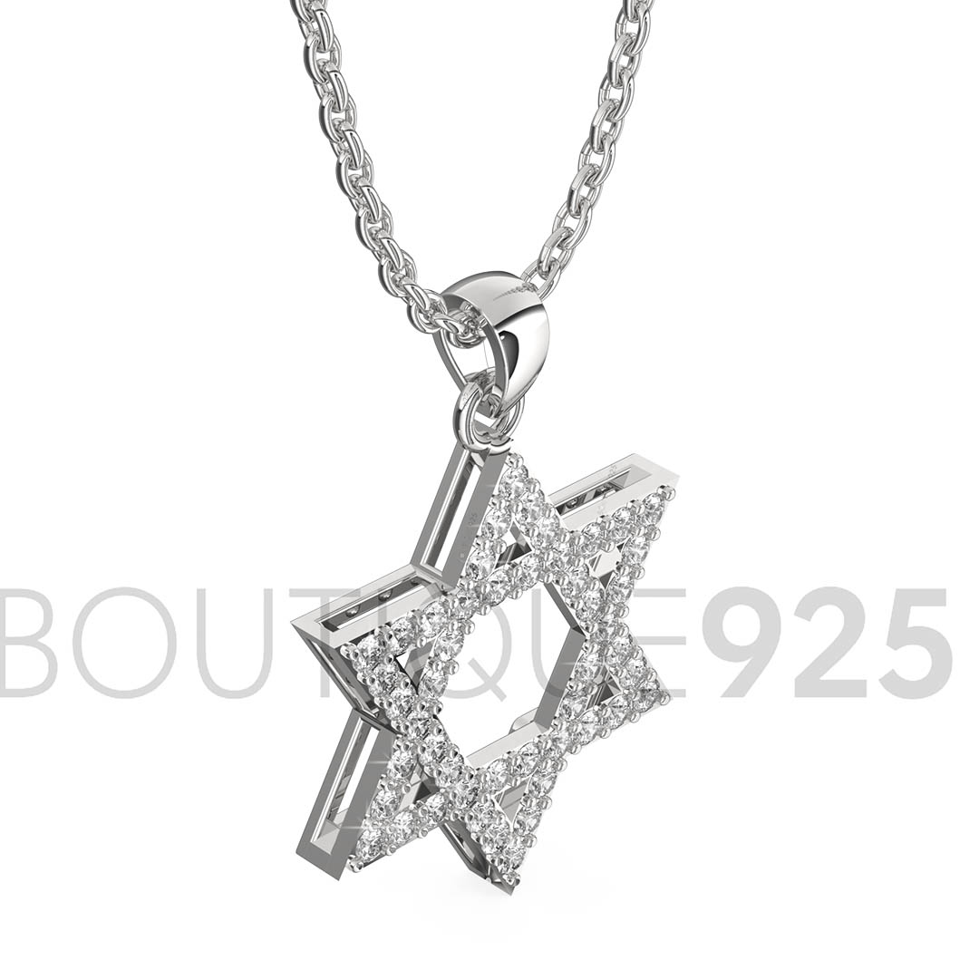 מגן דוד - מגן דוד משובץ - מגן דוד מכסף -שרשרת מגן דוד - מגן דוד מכסף 925 - בוטיק 925 - בוטיק925