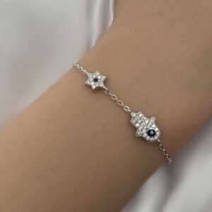 צמיד כסף חמסה ומגן דוד