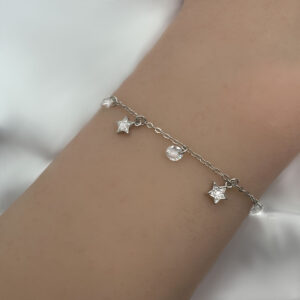 צמיד כסף כוכבים מנצנצים