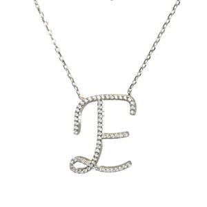 שרשרת אות E בינונית מכסף