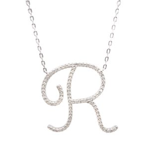 שרשרת אות R בינונית מכסף