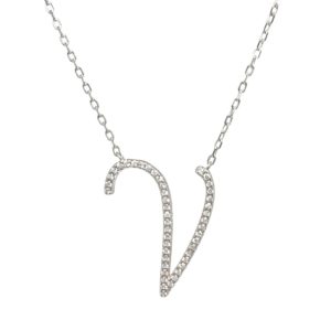 שרשרת אות V בינונית מכסף