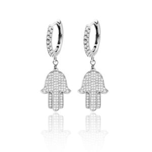 עגילי כסף חמסה נופלת