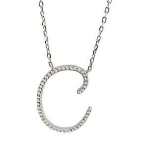 שרשרת אות C בינונית מכסף