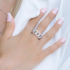 טבעת כסף גורמט משובץ טריו