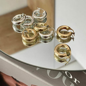 עגילי כסף חישוק חלול קטן