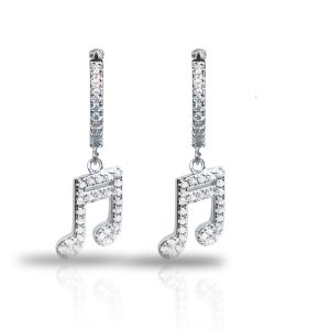 עגילי כסף תו נגינה