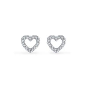 עגילי לב חלול קטן מכסף