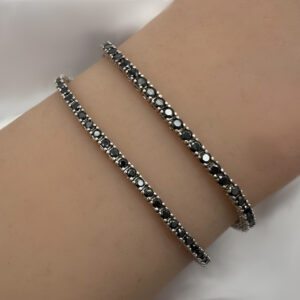 צמיד טניס דק זירקונים עגולים שחורים