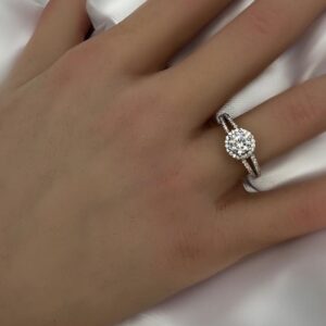 טבעת כסף סוליטר משולב יוקרתי