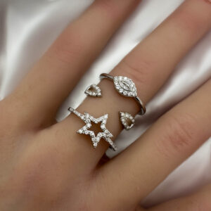 טבעת כסף עין קריסטל