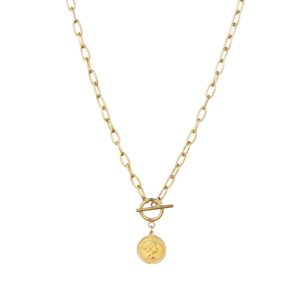 שרשרת מטבע אליזבת צבע זהב