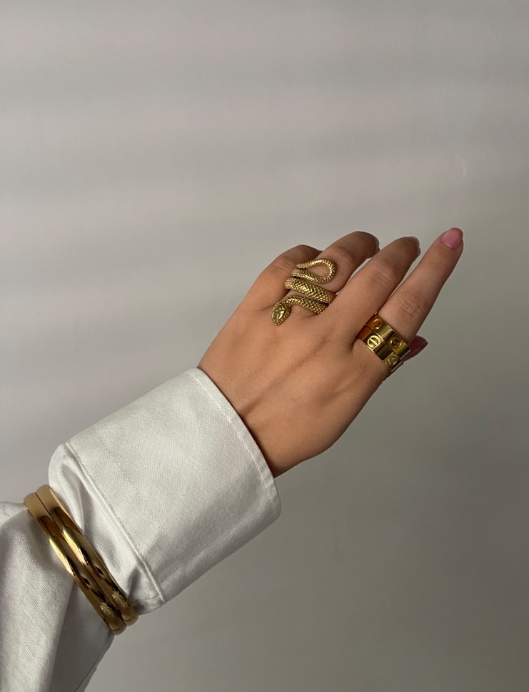 צמיד מינימליסטי קשיח בצבע זהב וכסף – תמונה 3