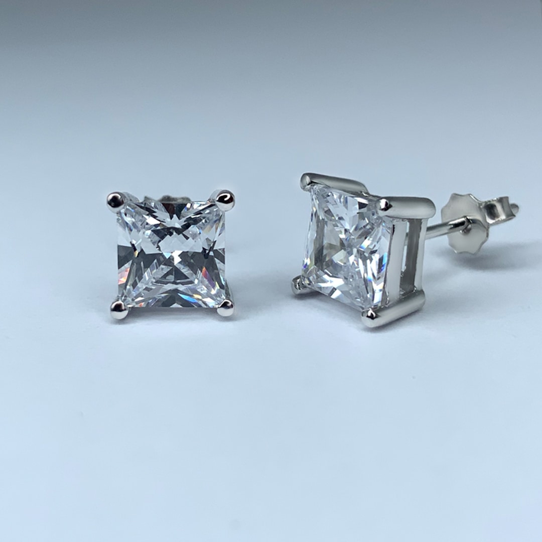 WE9141P3Boutique925-עגילי סוליטר בינוני מרובע