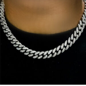 סט שרשרת וצמיד גורמט משובצים זירקונים צבע כסף לגבר