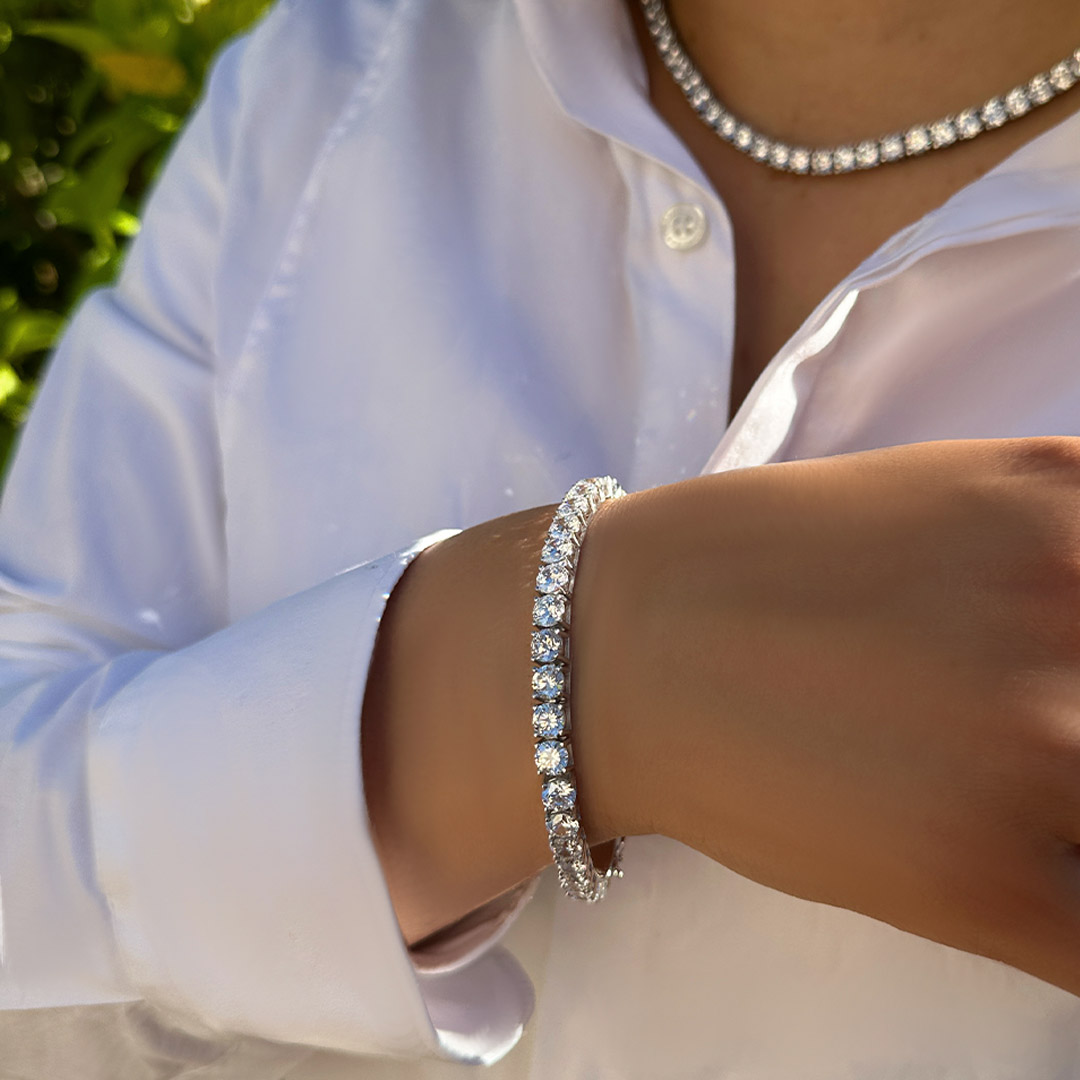 שרשרת טניס מכסף - שרשראות טניס מכסף - סט טניס מכסף - סט טניס לאישה