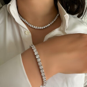 שרשרת טניס 5 מ"מ משובצת בזירקונים עגולים