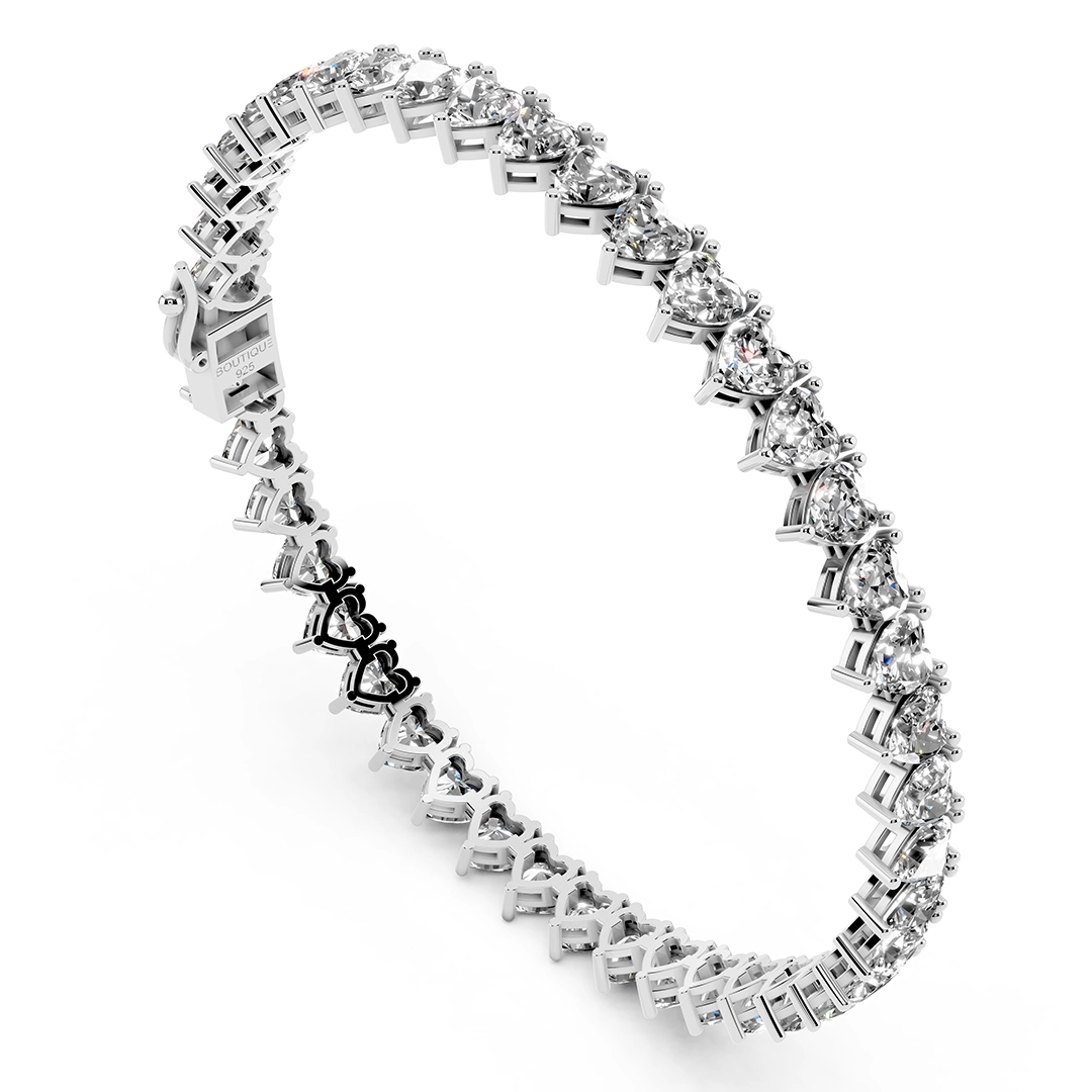 צמיד טניס לב מכסף