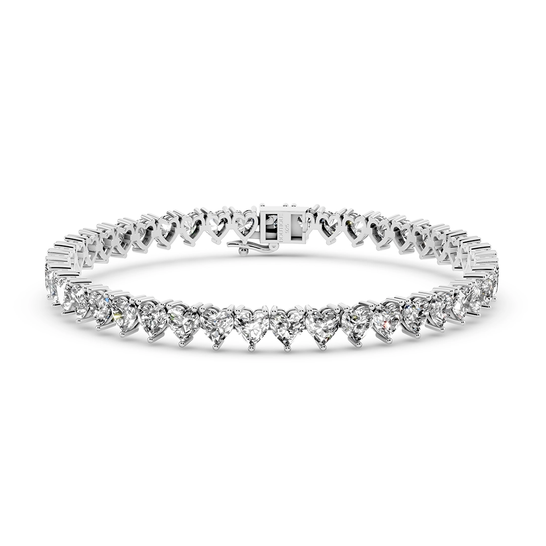 צמיד טניס לבבות מכסף - בוטיק 925