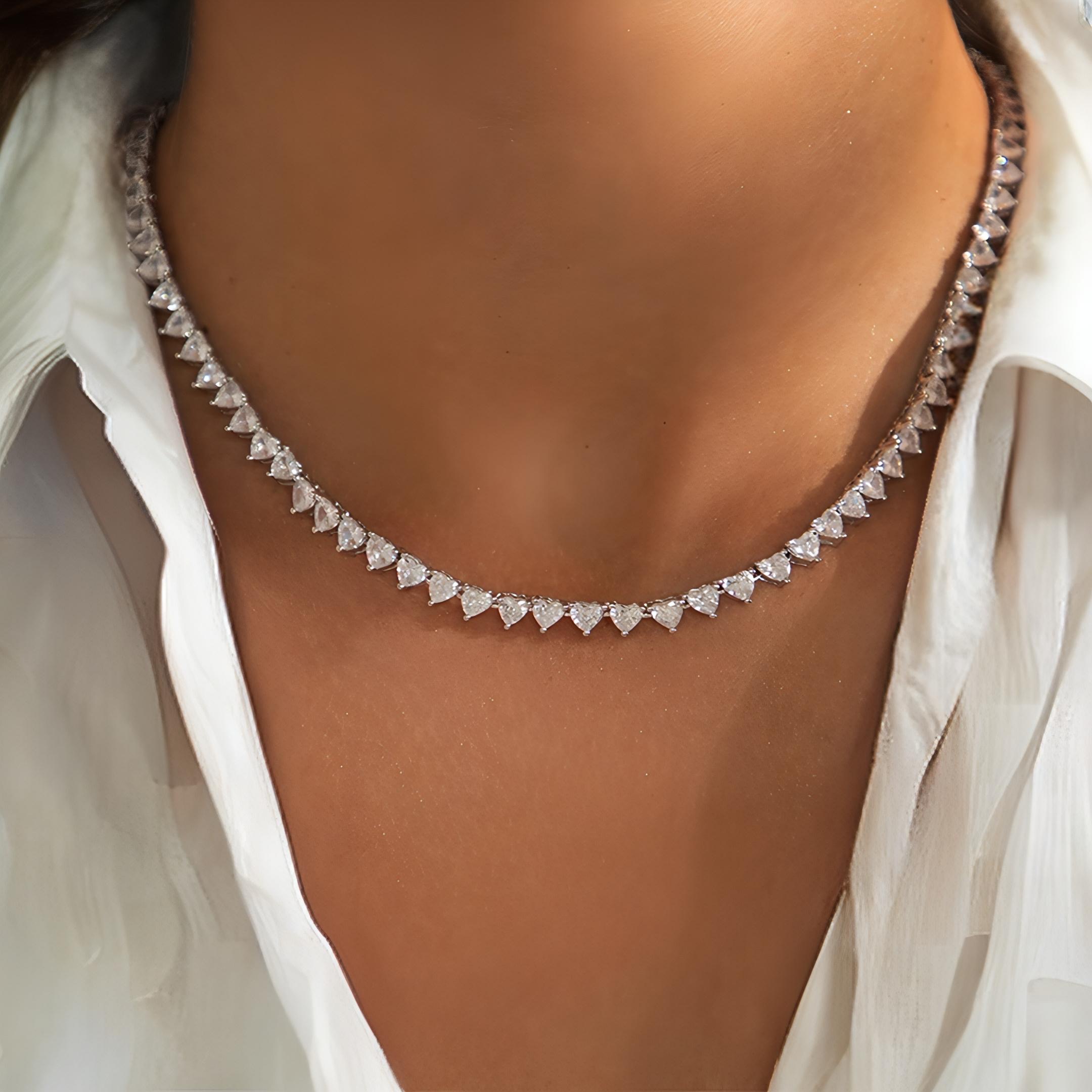 שרשרת טניס לבבות (2) שרשרת טניס לבבות לאישה