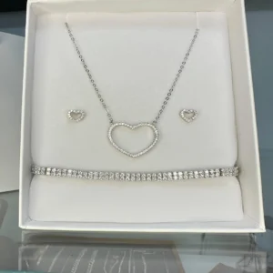 סט לב חלול מכסף 925