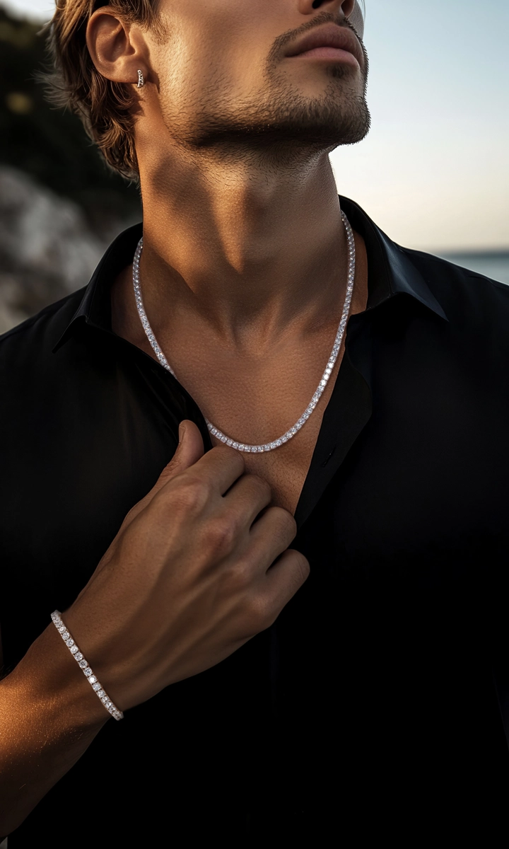 שרשרת טניס עבה לגבר