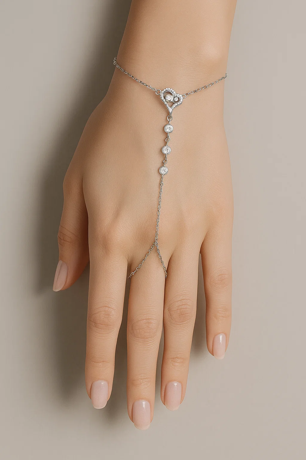 צמיד טבעת לב מכסף אמיתי