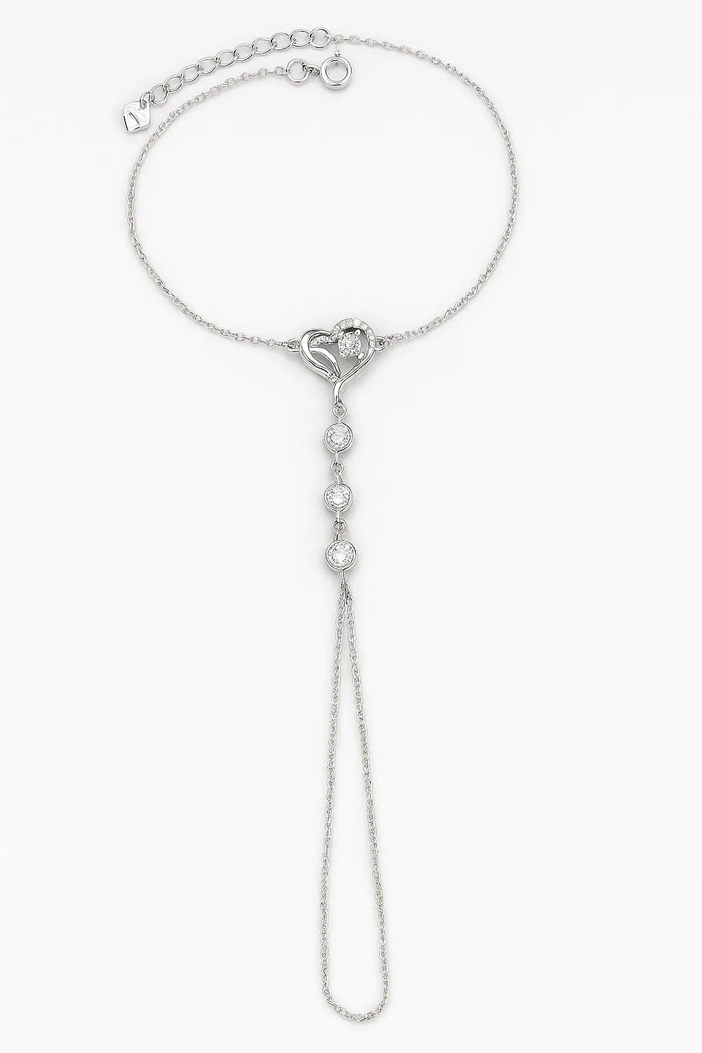 צמיד טבעת לב מכסף