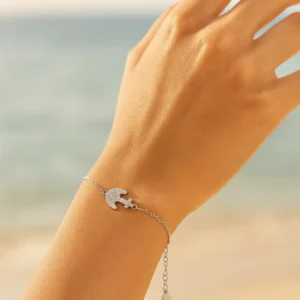 צמיד עוגן משובץ מכסף 925